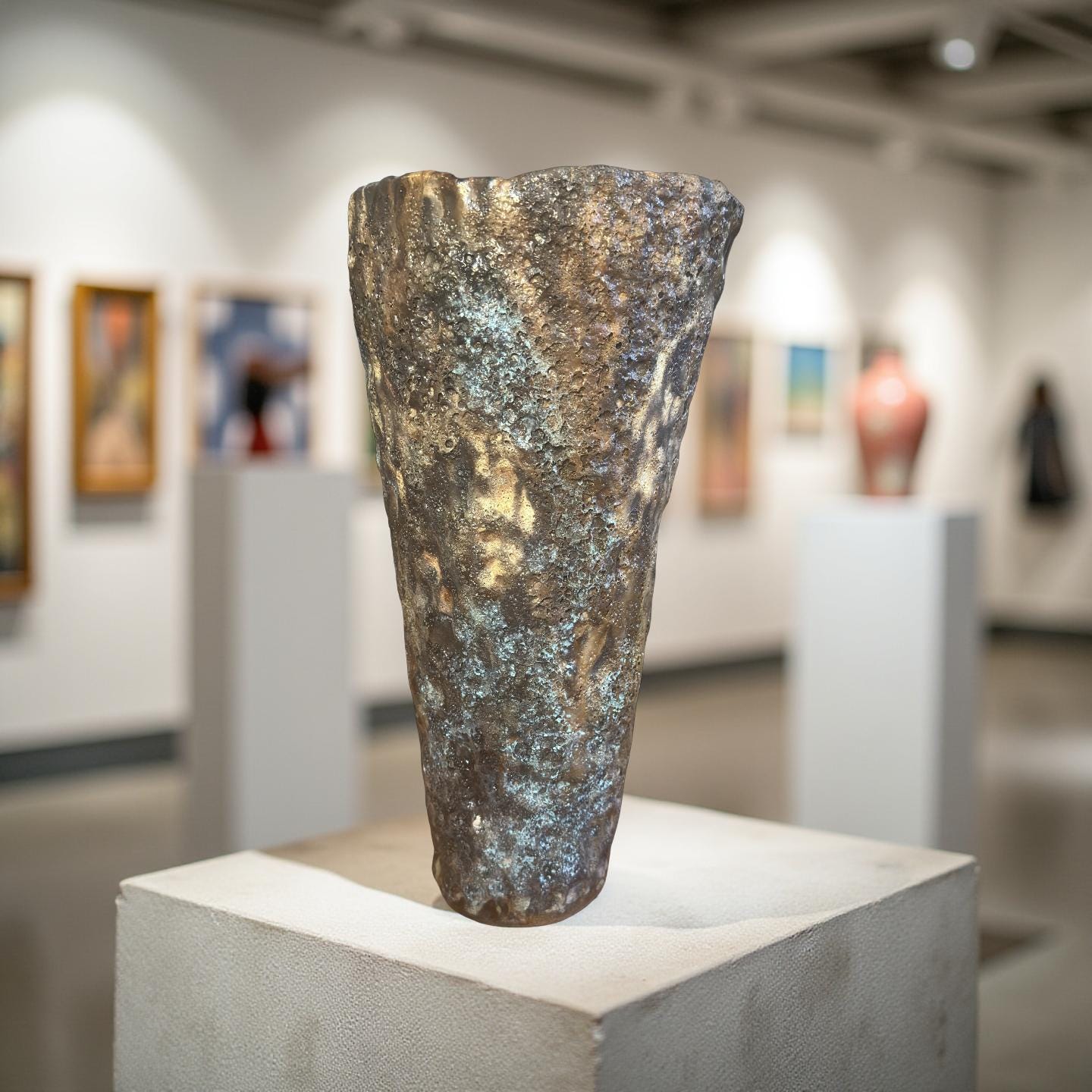 Volcanic Textured Ceramic Vase | Hand-built Sculptural Vessel | Earth-fired Surface, Organic Form, One-of-a-Kind Art Object