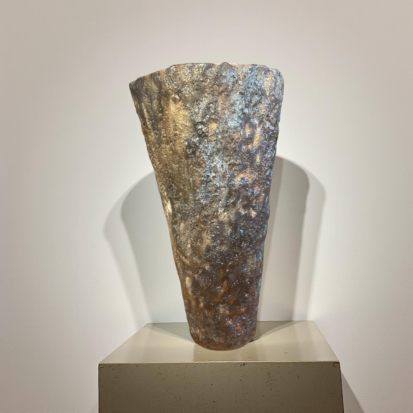Volcanic Textured Ceramic Vase | Hand-built Sculptural Vessel | Earth-fired Surface, Organic Form, One-of-a-Kind Art Object