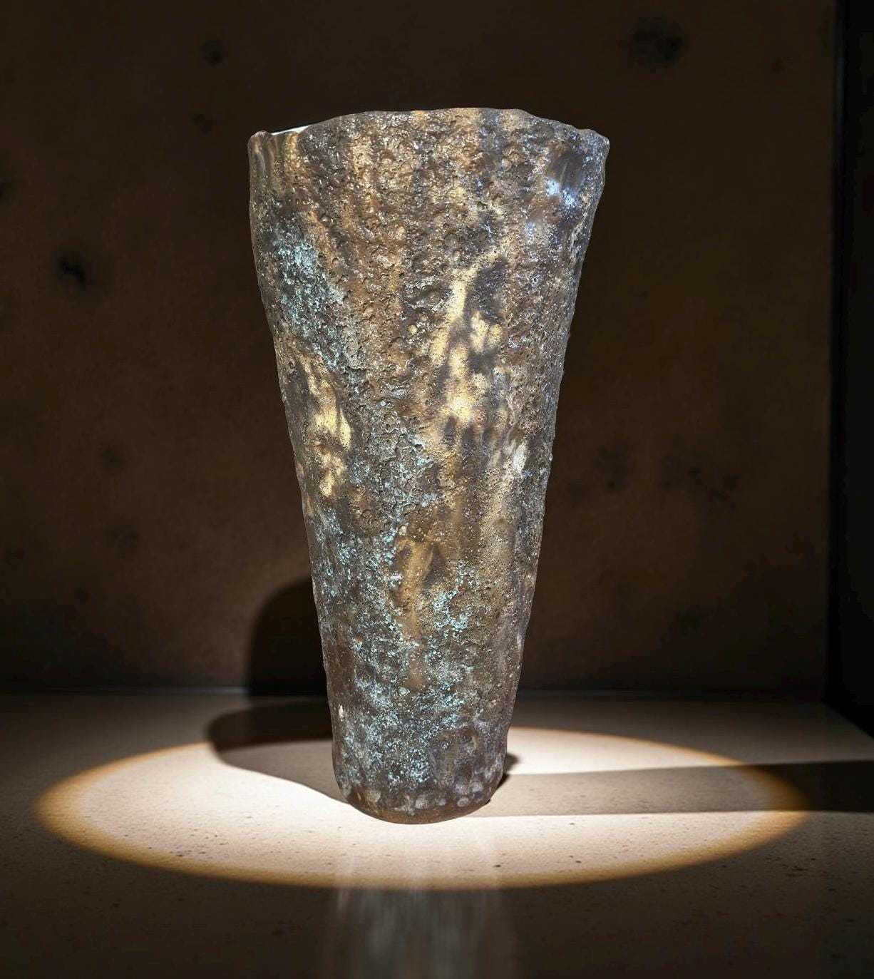Volcanic Textured Ceramic Vase | Hand-built Sculptural Vessel | Earth-fired Surface, Organic Form, One-of-a-Kind Art Object