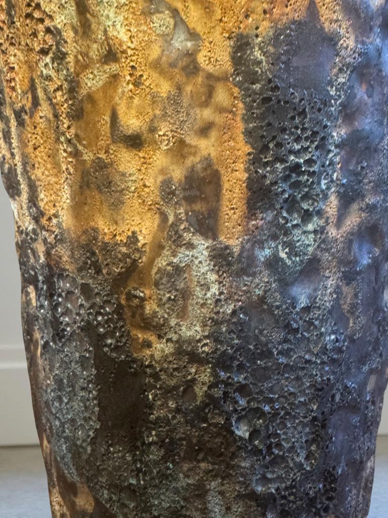 Volcanic Textured Ceramic Vase | Hand-built Sculptural Vessel | Earth-fired Surface, Organic Form, One-of-a-Kind Art Object