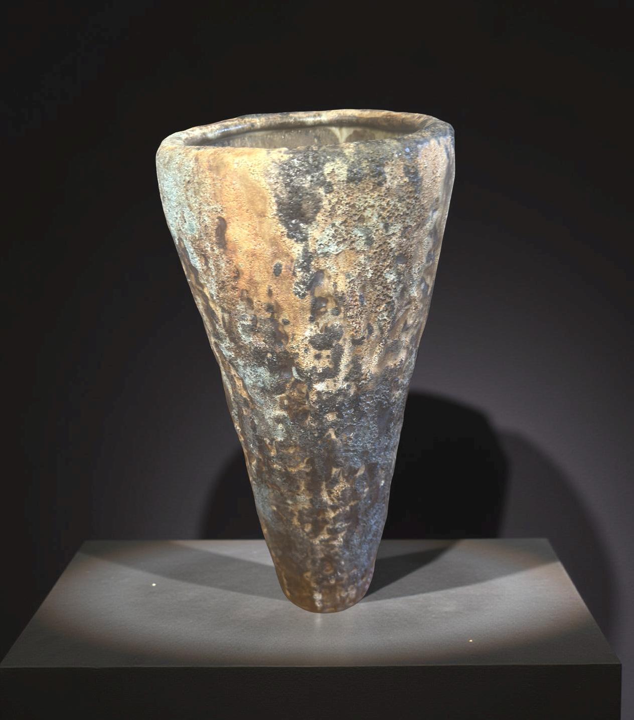 Volcanic Textured Ceramic Vase | Hand-built Sculptural Vessel | Earth-fired Surface, Organic Form, One-of-a-Kind Art Object