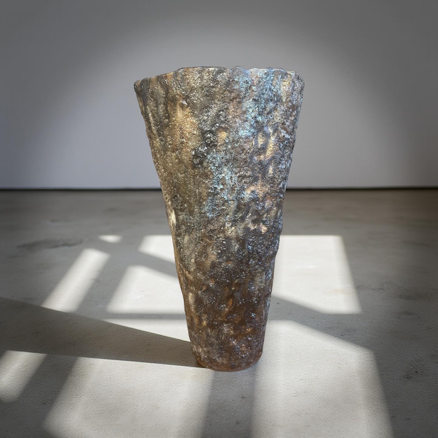 Volcanic Textured Ceramic Vase | Hand-built Sculptural Vessel | Earth-fired Surface, Organic Form, One-of-a-Kind Art Object