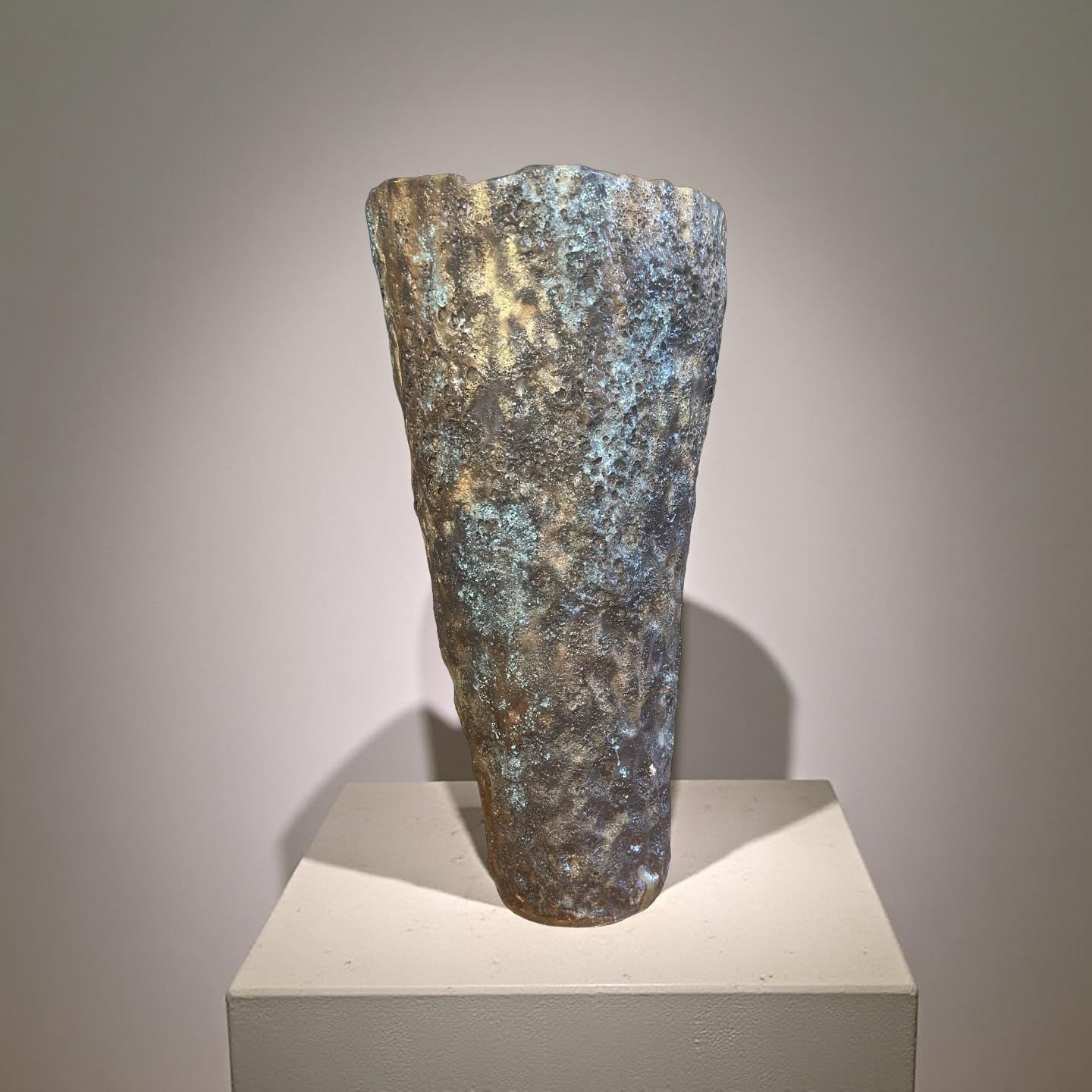 Volcanic Textured Ceramic Vase | Hand-built Sculptural Vessel | Earth-fired Surface, Organic Form, One-of-a-Kind Art Object