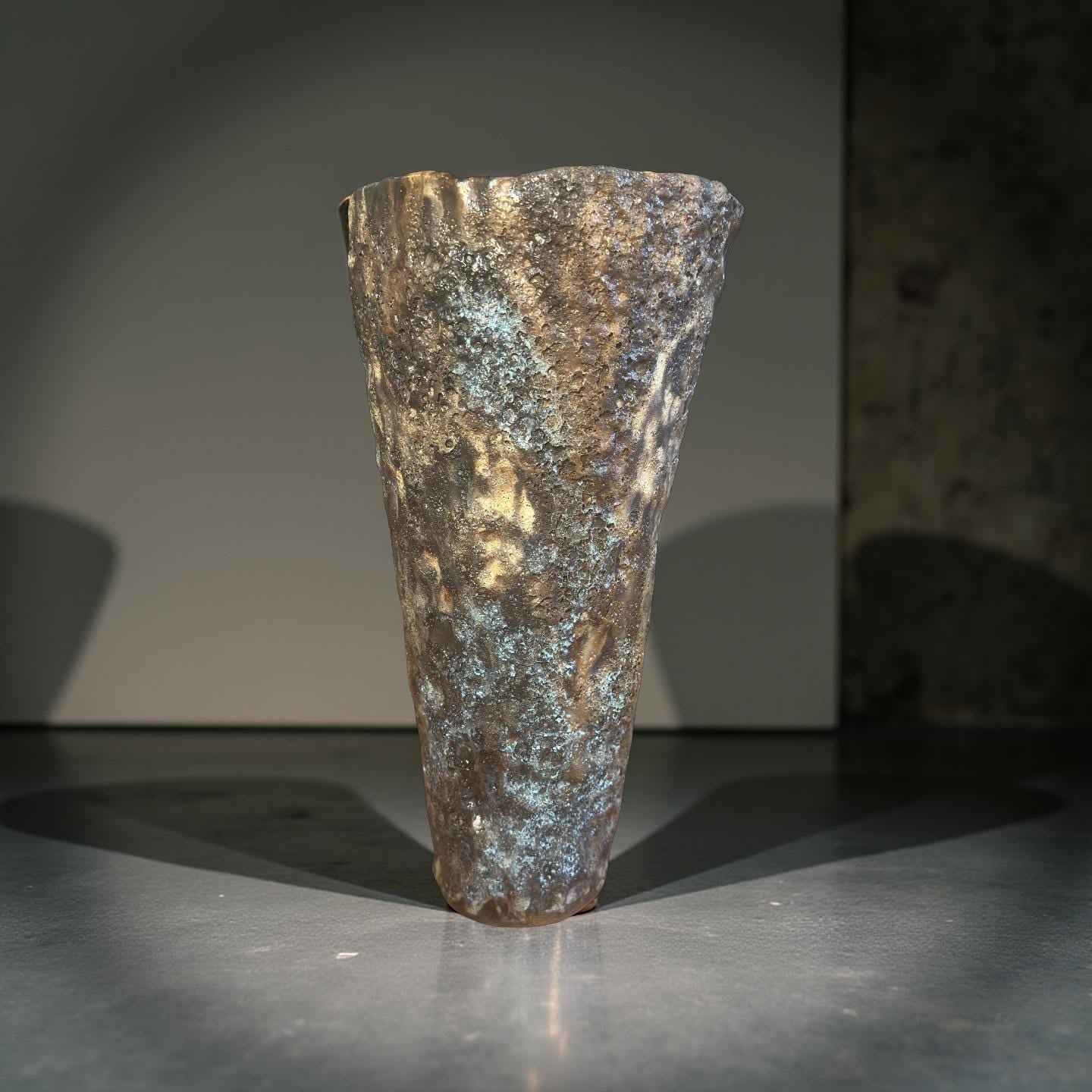 Volcanic Textured Ceramic Vase | Hand-built Sculptural Vessel | Earth-fired Surface, Organic Form, One-of-a-Kind Art Object