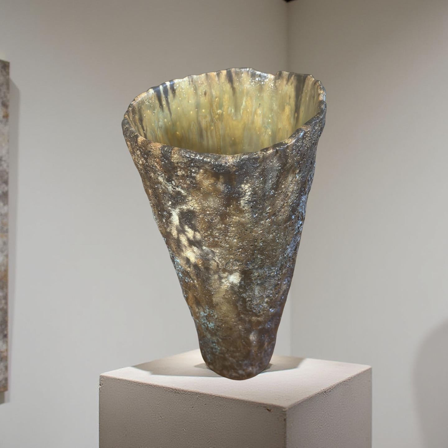 Volcanic Textured Ceramic Vase | Hand-built Sculptural Vessel | Earth-fired Surface, Organic Form, One-of-a-Kind Art Object