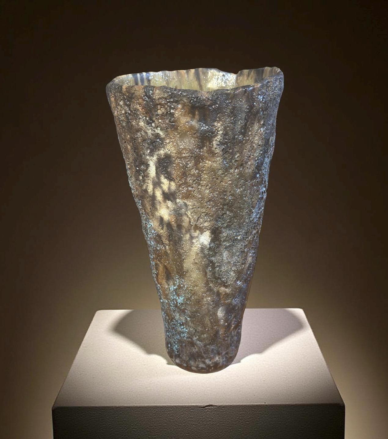 Volcanic Textured Ceramic Vase | Hand-built Sculptural Vessel | Earth-fired Surface, Organic Form, One-of-a-Kind Art Object