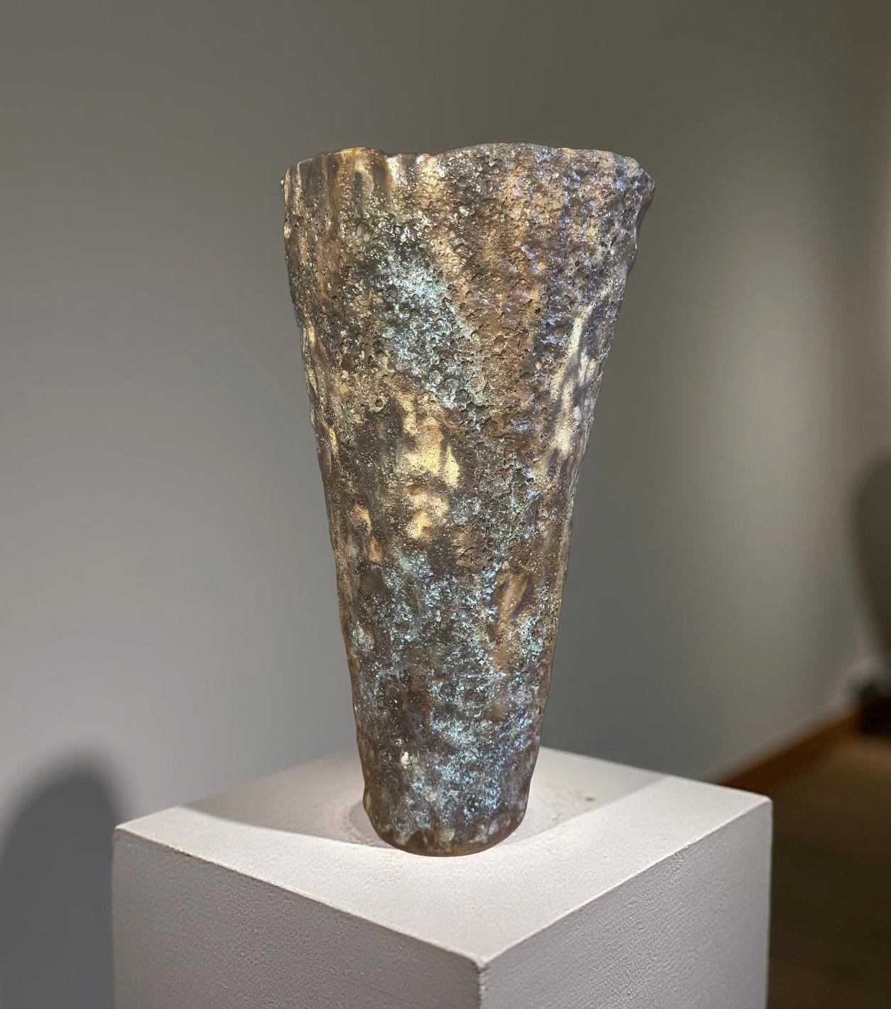 Volcanic Textured Ceramic Vase | Hand-built Sculptural Vessel | Earth-fired Surface, Organic Form, One-of-a-Kind Art Object
