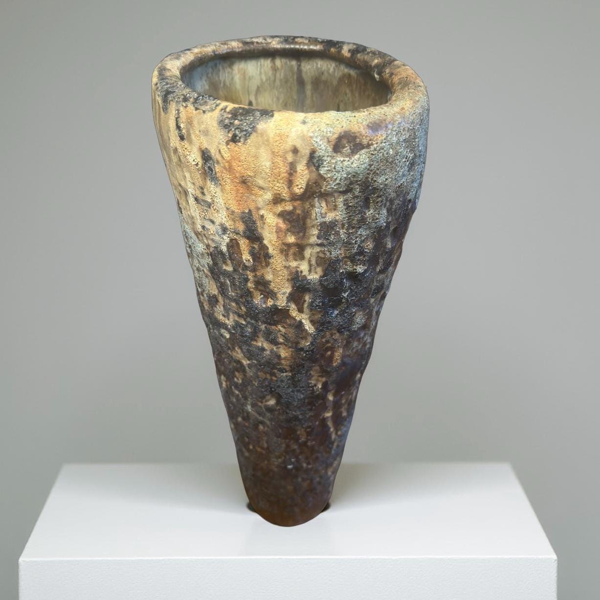 Volcanic Textured Ceramic Vase | Hand-built Sculptural Vessel | Earth-fired Surface, Organic Form, One-of-a-Kind Art Object