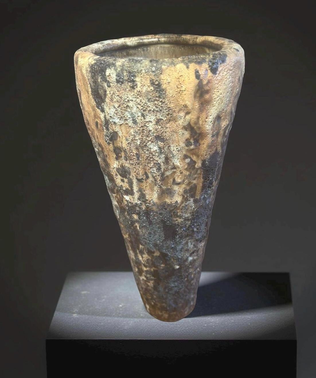 Volcanic Textured Ceramic Vase | Hand-built Sculptural Vessel | Earth-fired Surface, Organic Form, One-of-a-Kind Art Object