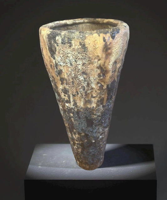 Volcanic Textured Ceramic Vase | Hand-built Sculptural Vessel | Earth-fired Surface, Organic Form, One-of-a-Kind Art Object