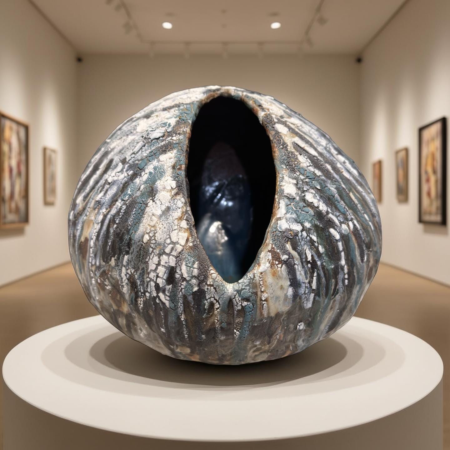 Handmade Ceramic Art Vase – Organic Cracked Glaze, Sculptural Pottery in Earth Tones