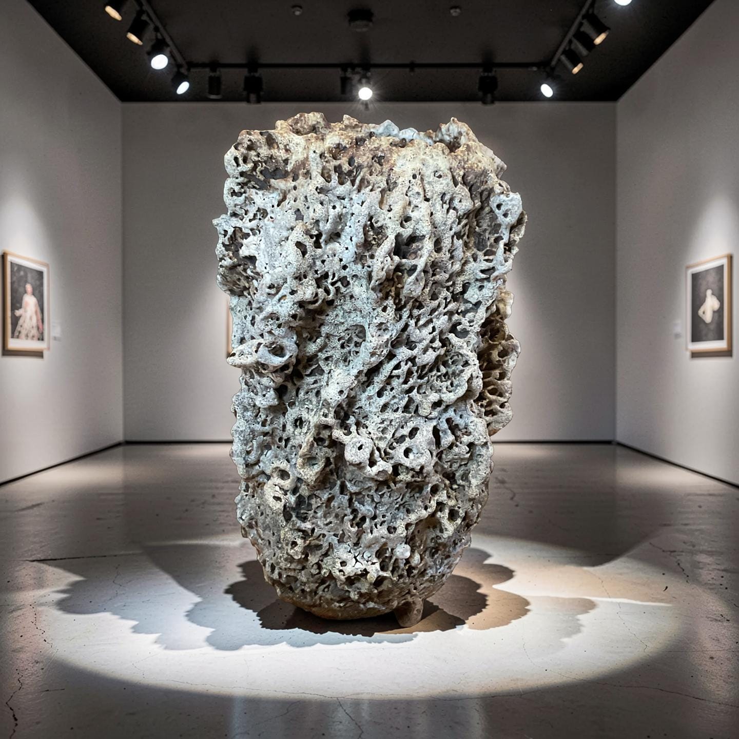Handbuilt Ceramic Sculpture – Textured Earth Tones, Organic Form,White Lava Glaze