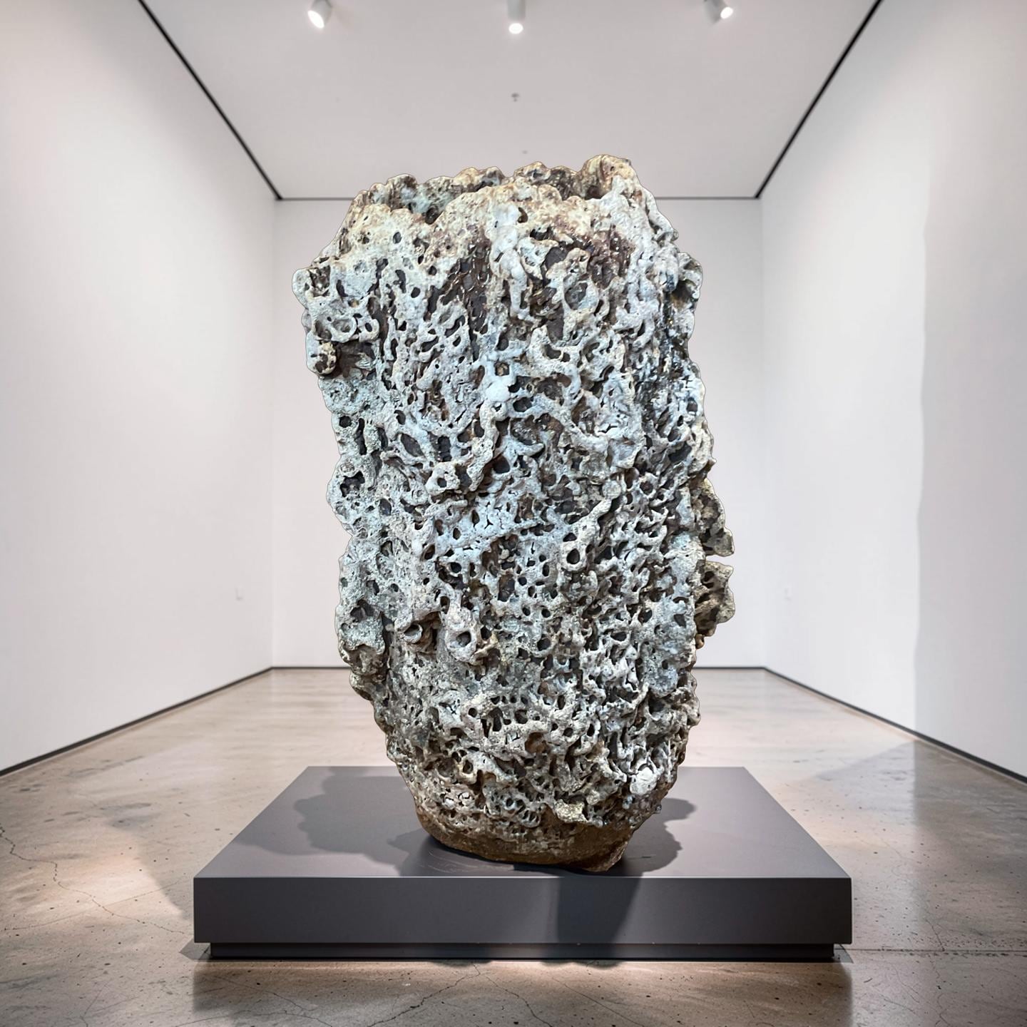 Handbuilt Ceramic Sculpture – Textured Earth Tones, Organic Form,White Lava Glaze