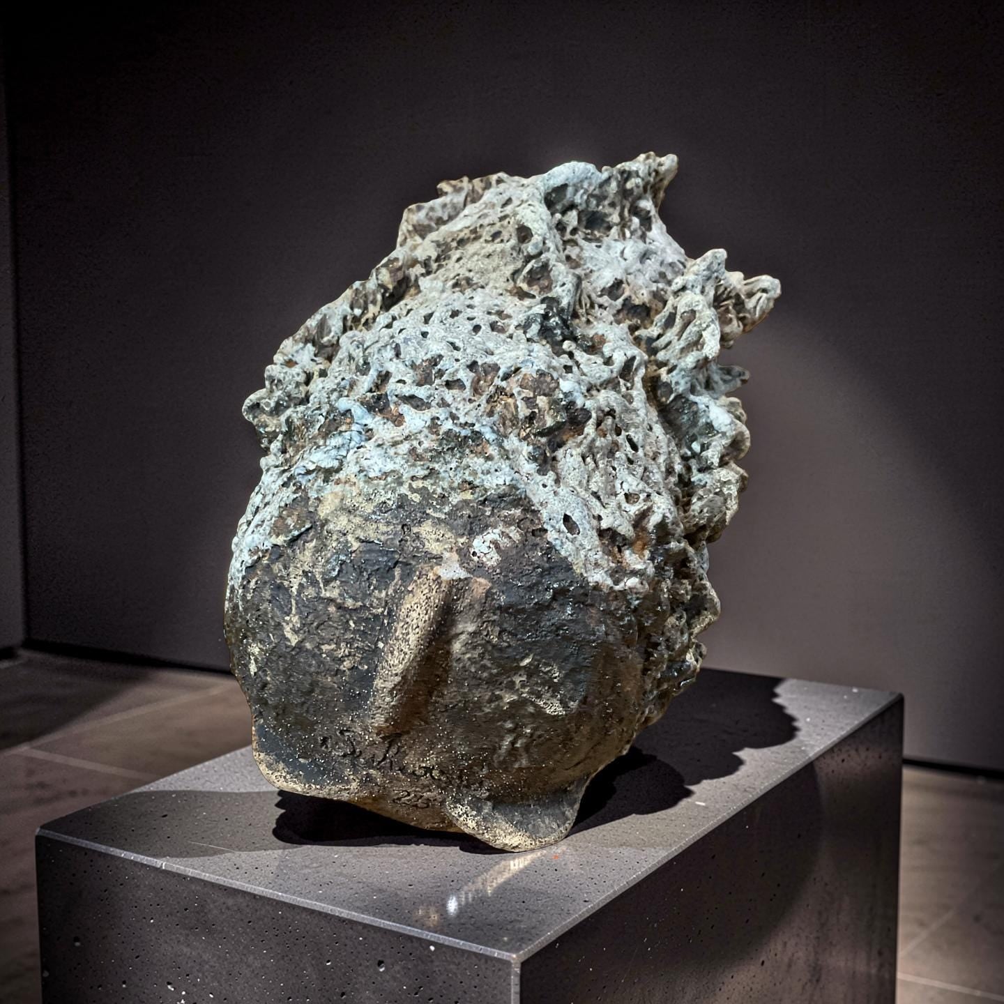 Handbuilt Ceramic Sculpture – Textured Earth Tones, Organic Form,White Lava Glaze