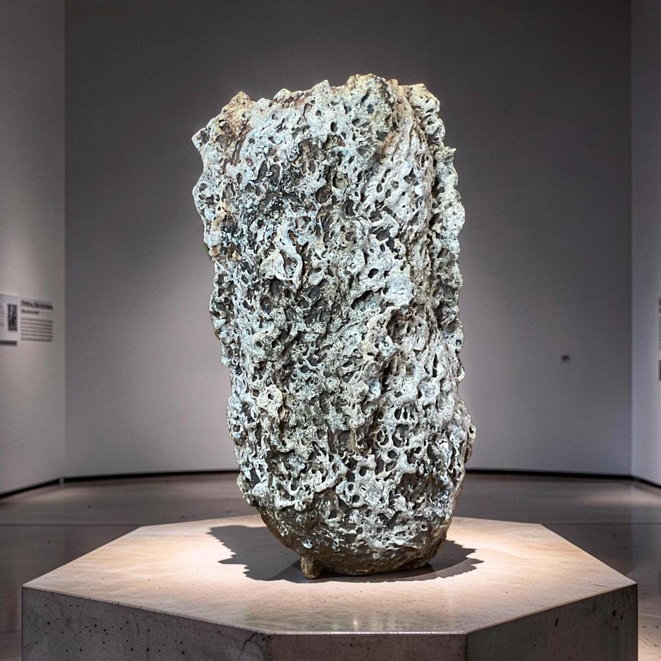 Handbuilt Ceramic Sculpture – Textured Earth Tones, Organic Form,White Lava Glaze