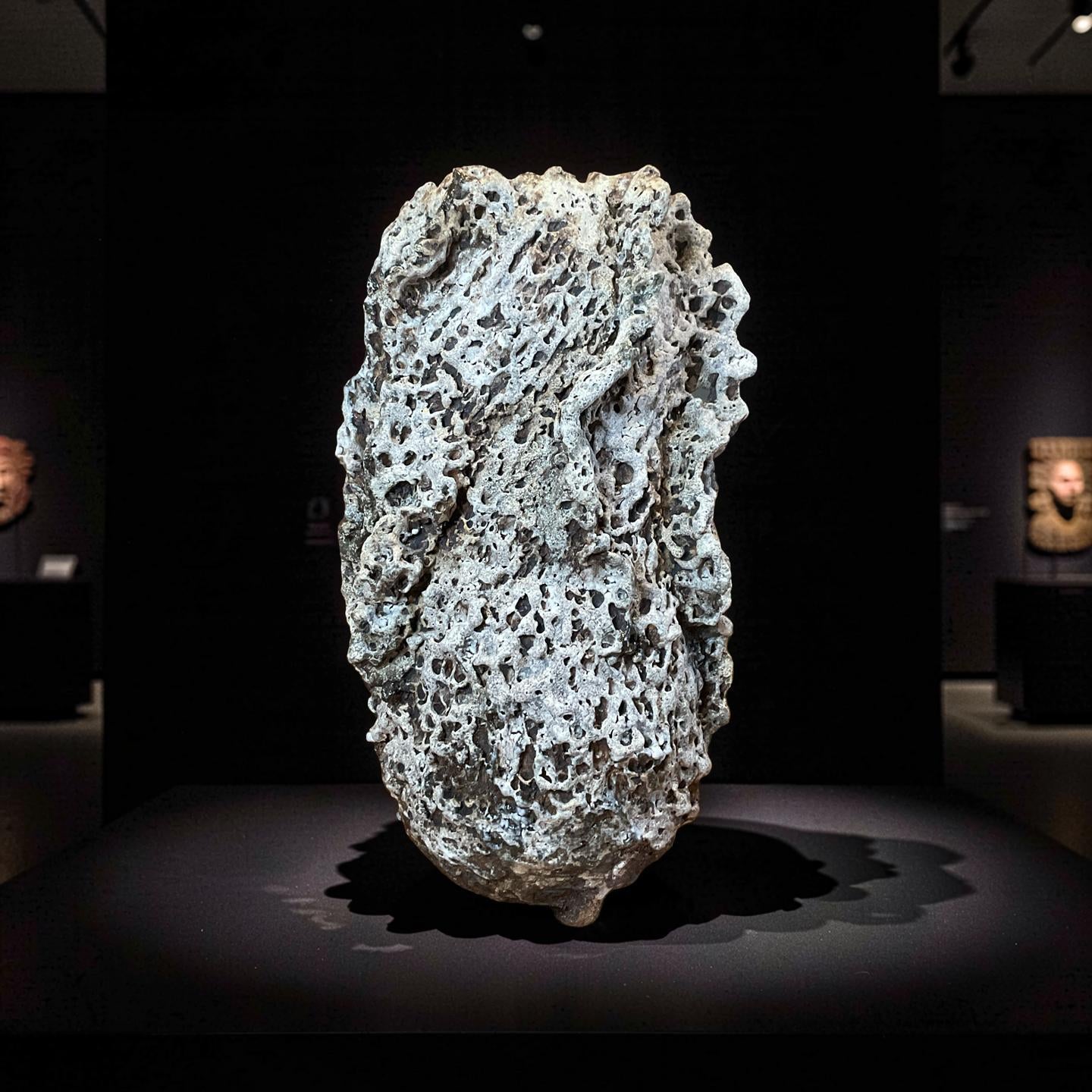 Handbuilt Ceramic Sculpture – Textured Earth Tones, Organic Form,White Lava Glaze