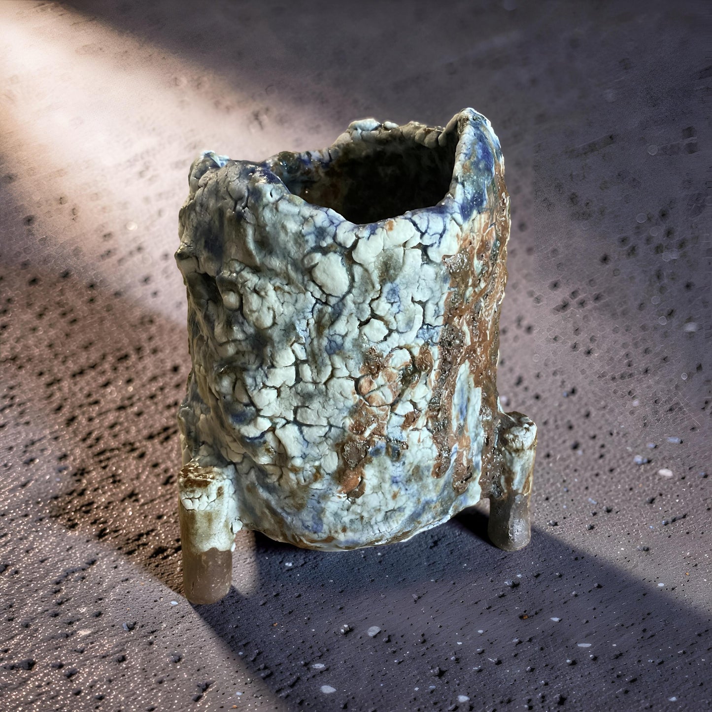 Wabi-Sabi Ceramic Vessel – Shino Glaze Art Piece, Textured Stoneware Pottery Pot