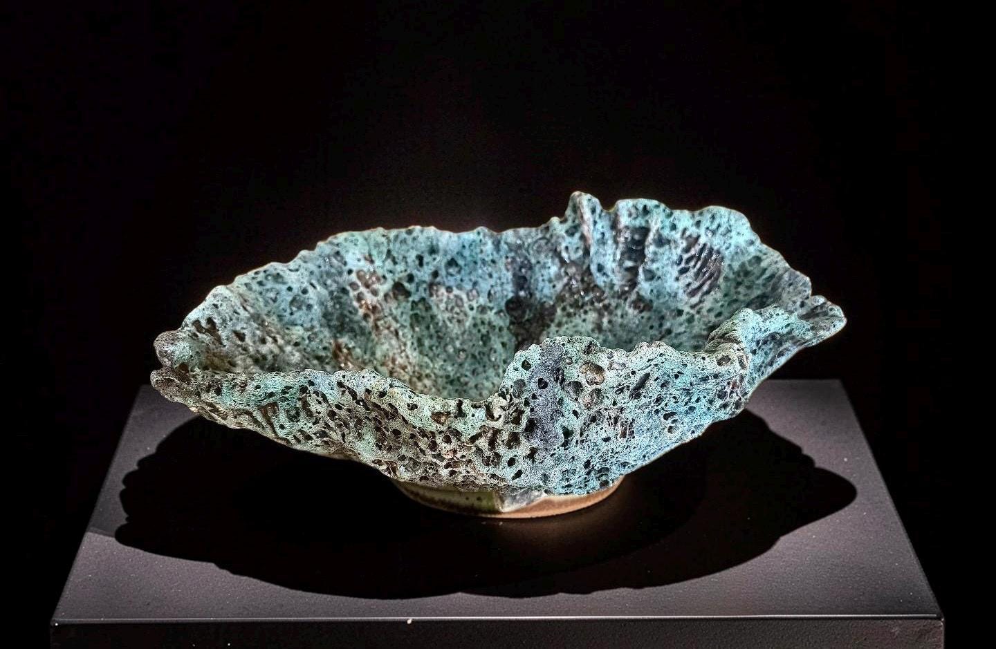 Hand-Sculpted Ceramic Vase – Lava Texture, Wabi-Sabi Coral Sculpture