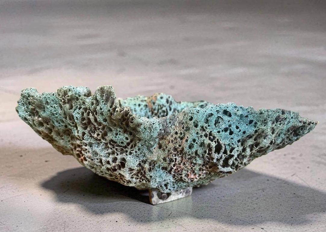 Hand-Sculpted Ceramic Vase – Lava Texture, Wabi-Sabi Coral Sculpture