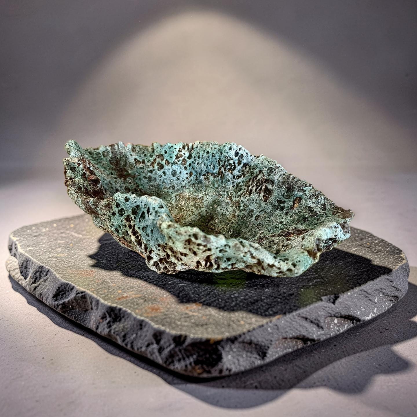 Hand-Sculpted Ceramic Vase – Lava Texture, Wabi-Sabi Coral Sculpture