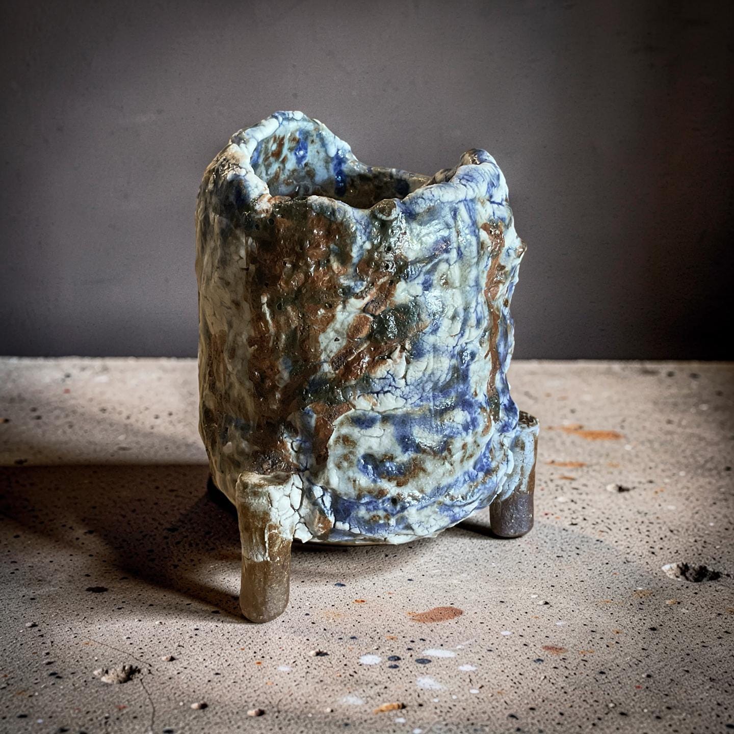 Wabi-Sabi Ceramic Vessel – Shino Glaze Art Piece, Textured Stoneware Pottery Pot