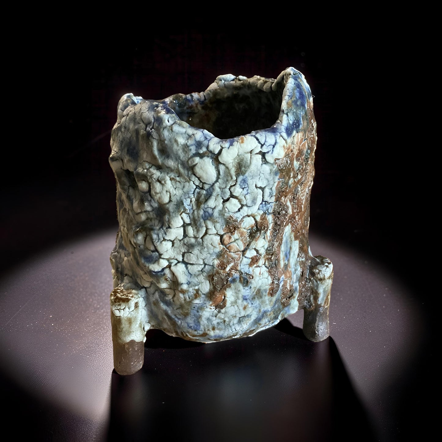 Wabi-Sabi Ceramic Vessel – Shino Glaze Art Piece, Textured Stoneware Pottery Pot