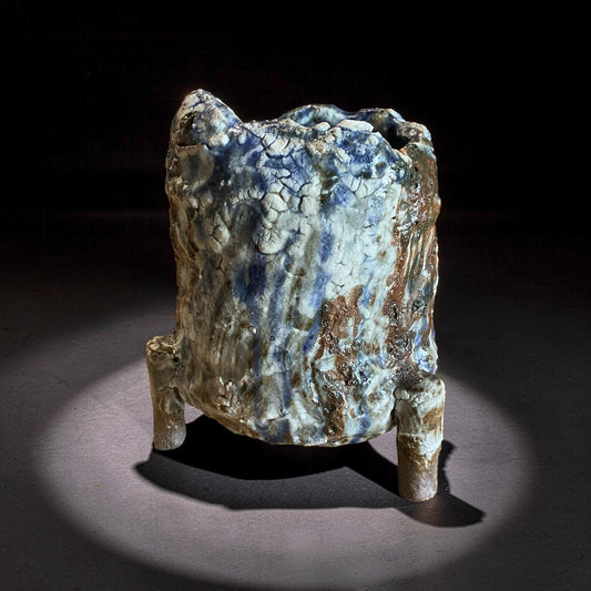 Wabi-Sabi Ceramic Vessel – Shino Glaze Art Piece, Textured Stoneware Pottery Pot