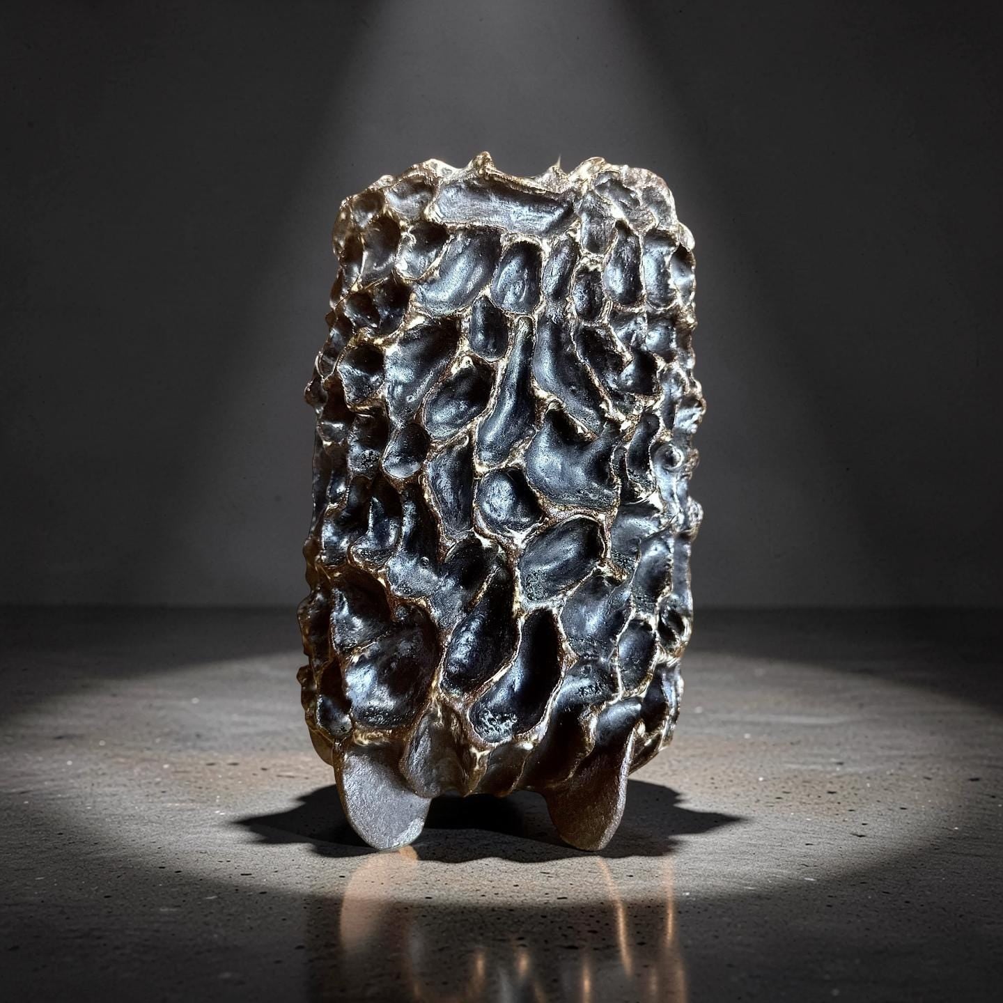 Handmade Ceramic Morel Mushroom Vase - Wabi-Sabi Organic Art, Unique Stoneware Specimen, Nature-Inspired Home Decoration