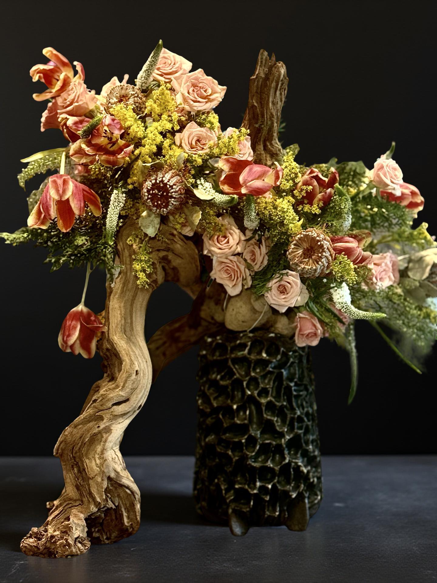 Handmade Ceramic Morel Mushroom Vase - Wabi-Sabi Organic Art, Unique Stoneware Specimen, Nature-Inspired Home Decoration