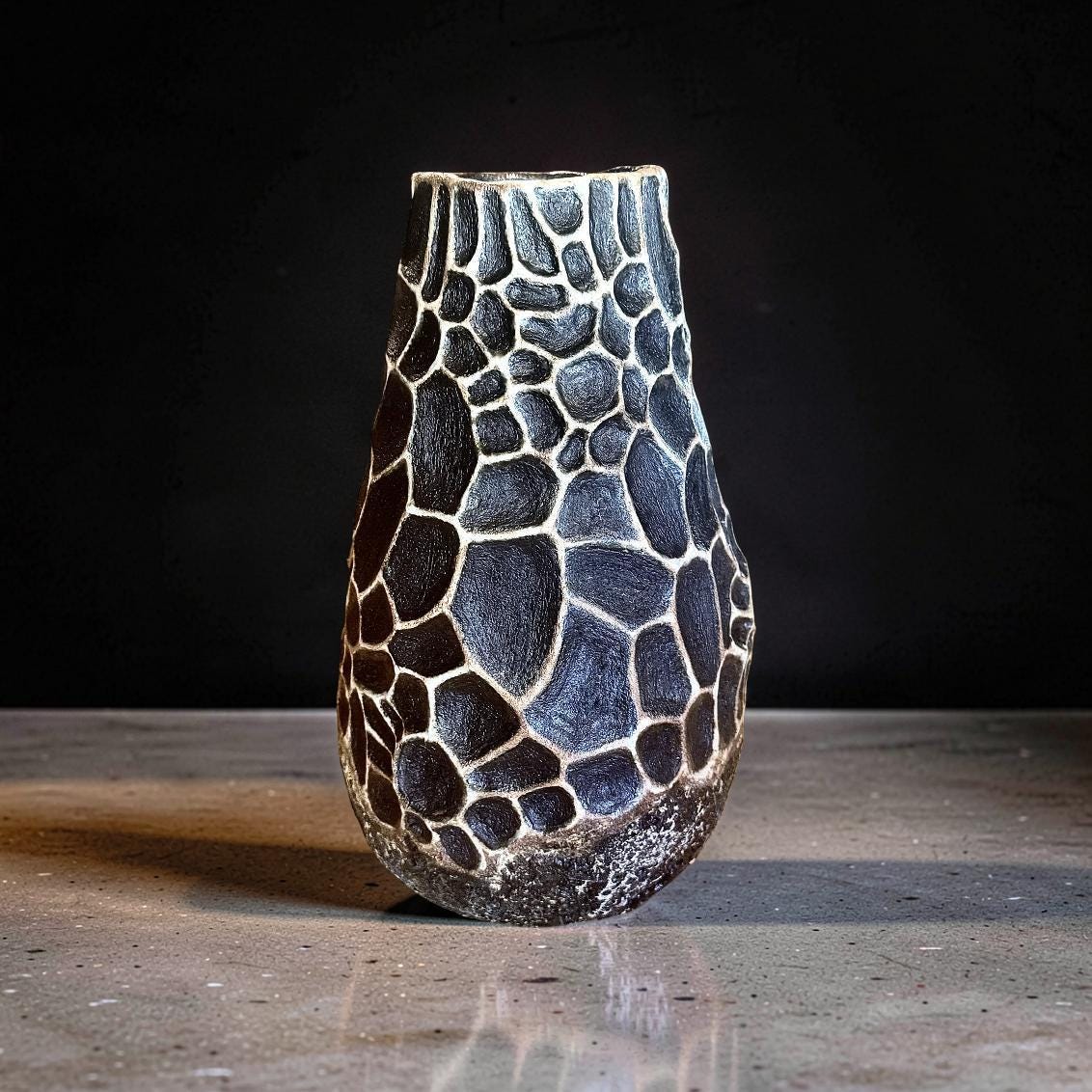 Hand-sculpted Stoneware Vase – Organic Textured Pottery, Woven Earth Collection
