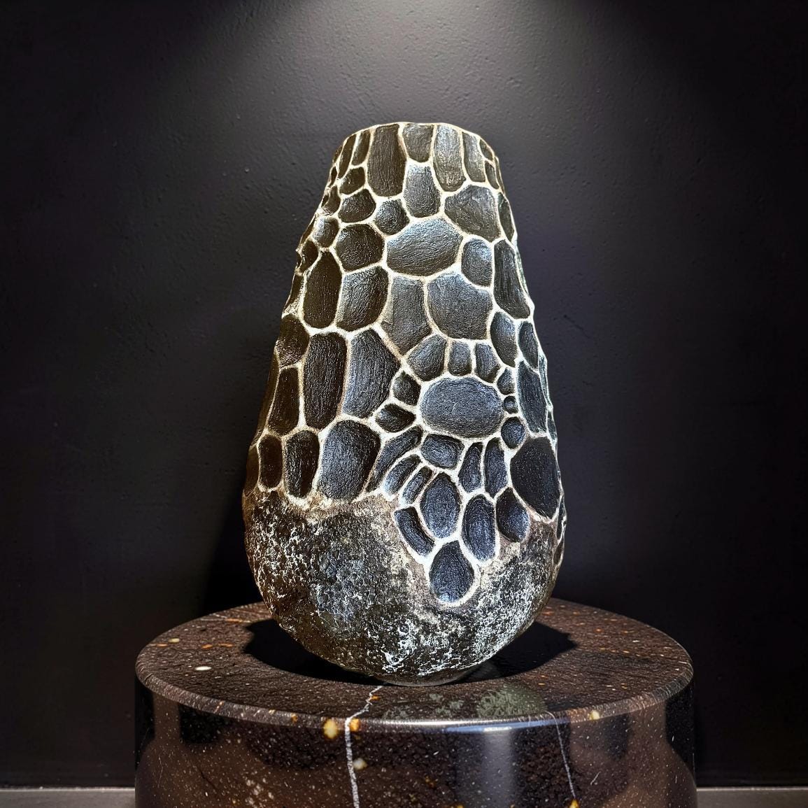 Hand-sculpted Stoneware Vase – Organic Textured Pottery, Woven Earth Collection