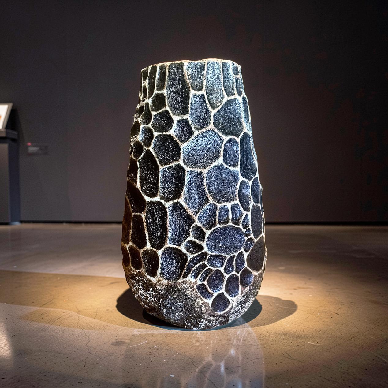 Hand-sculpted Stoneware Vase – Organic Textured Pottery, Woven Earth Collection