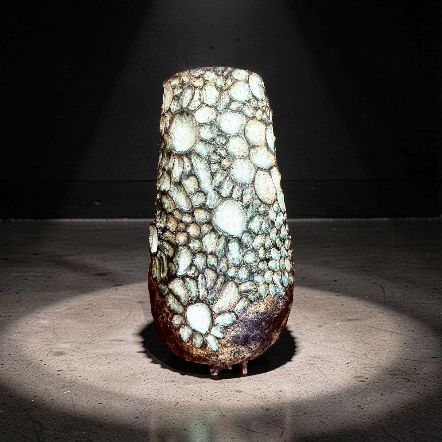 Handcrafted Ceramic Vase– Wabi-Sabi Stone Texture, Geometric Pattern Ambient Light