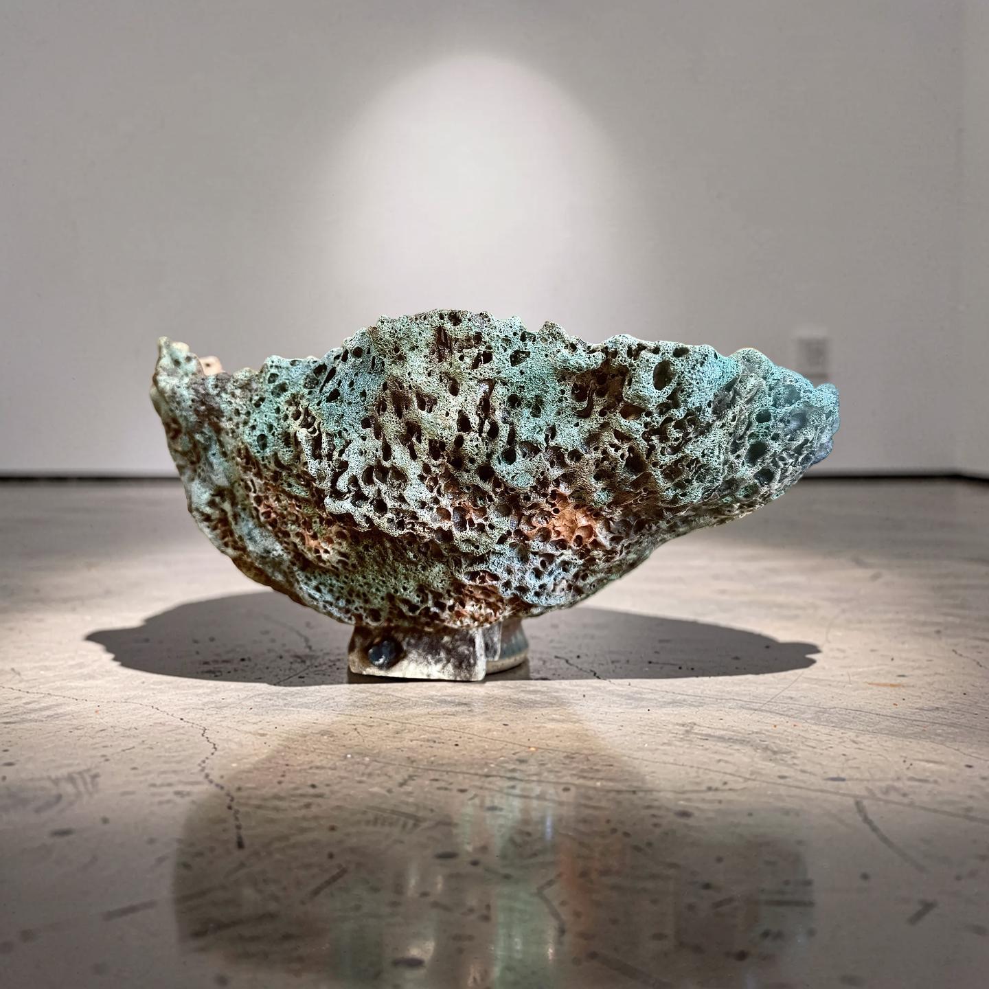Hand-Sculpted Ceramic Vase – Lava Texture, Wabi-Sabi Coral Sculpture