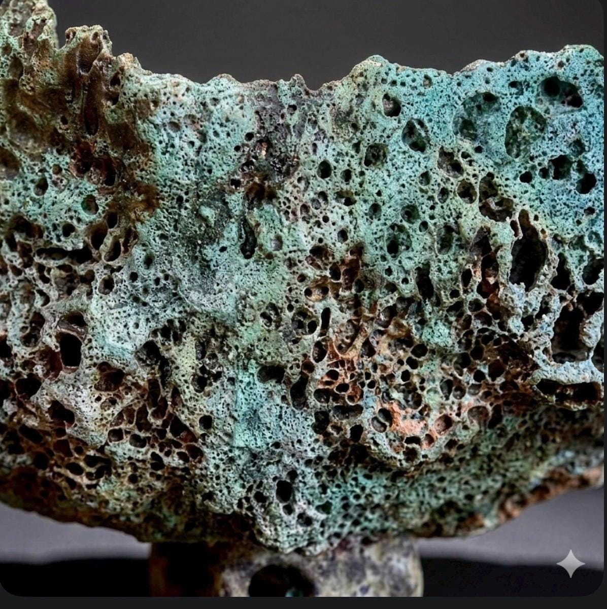 Hand-Sculpted Ceramic Vase – Lava Texture, Wabi-Sabi Coral Sculpture