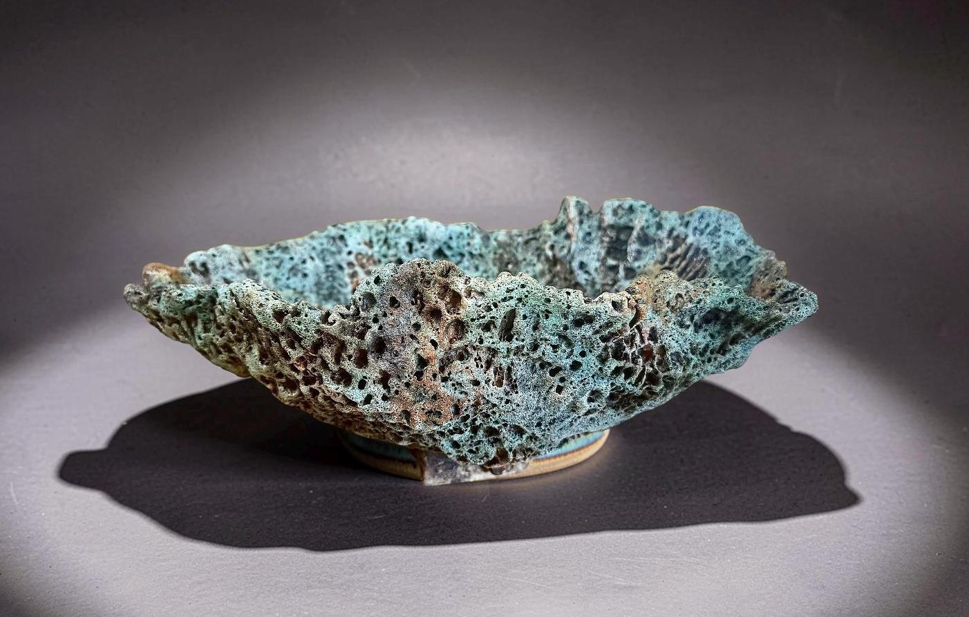 Hand-Sculpted Ceramic Vase – Lava Texture, Wabi-Sabi Coral Sculpture