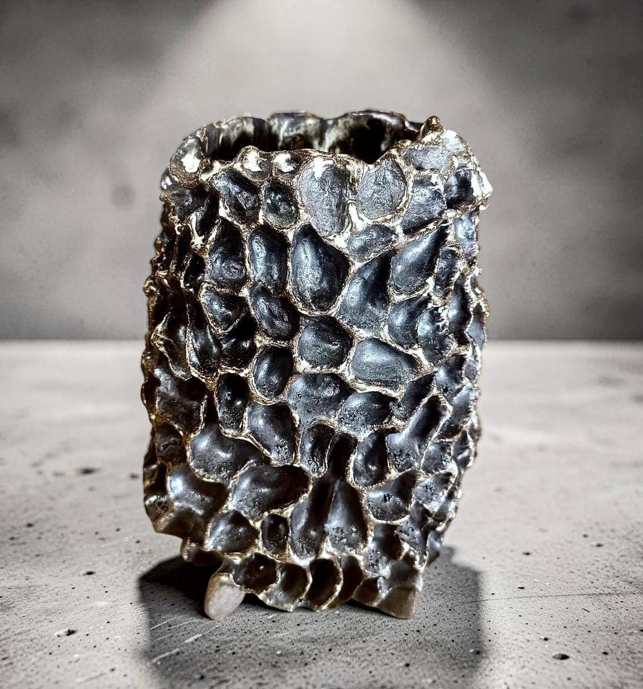 Handmade Ceramic Morel Mushroom Vase - Wabi-Sabi Organic Art, Unique Stoneware Specimen, Nature-Inspired Home Decoration