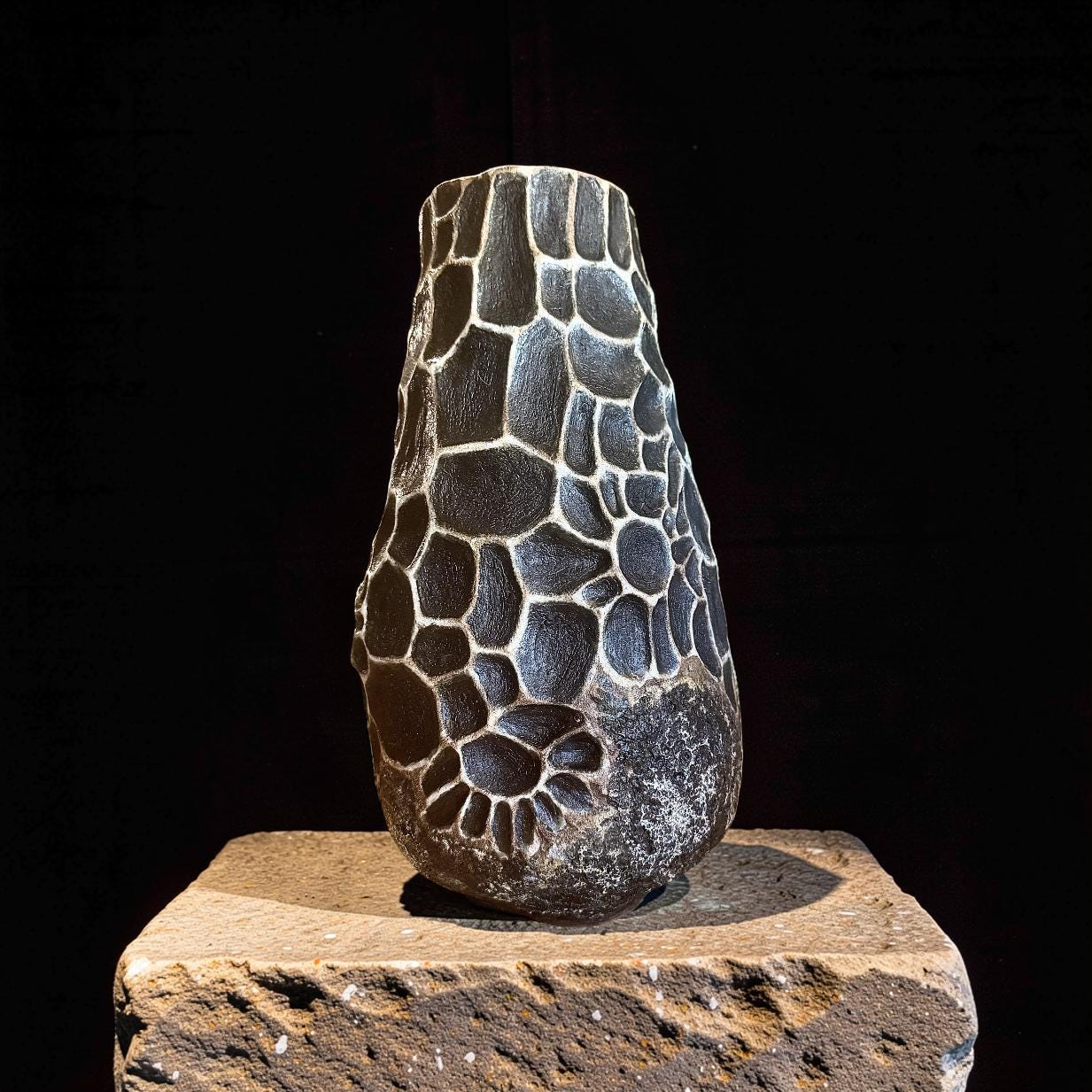 Hand-sculpted Stoneware Vase – Organic Textured Pottery, Woven Earth Collection