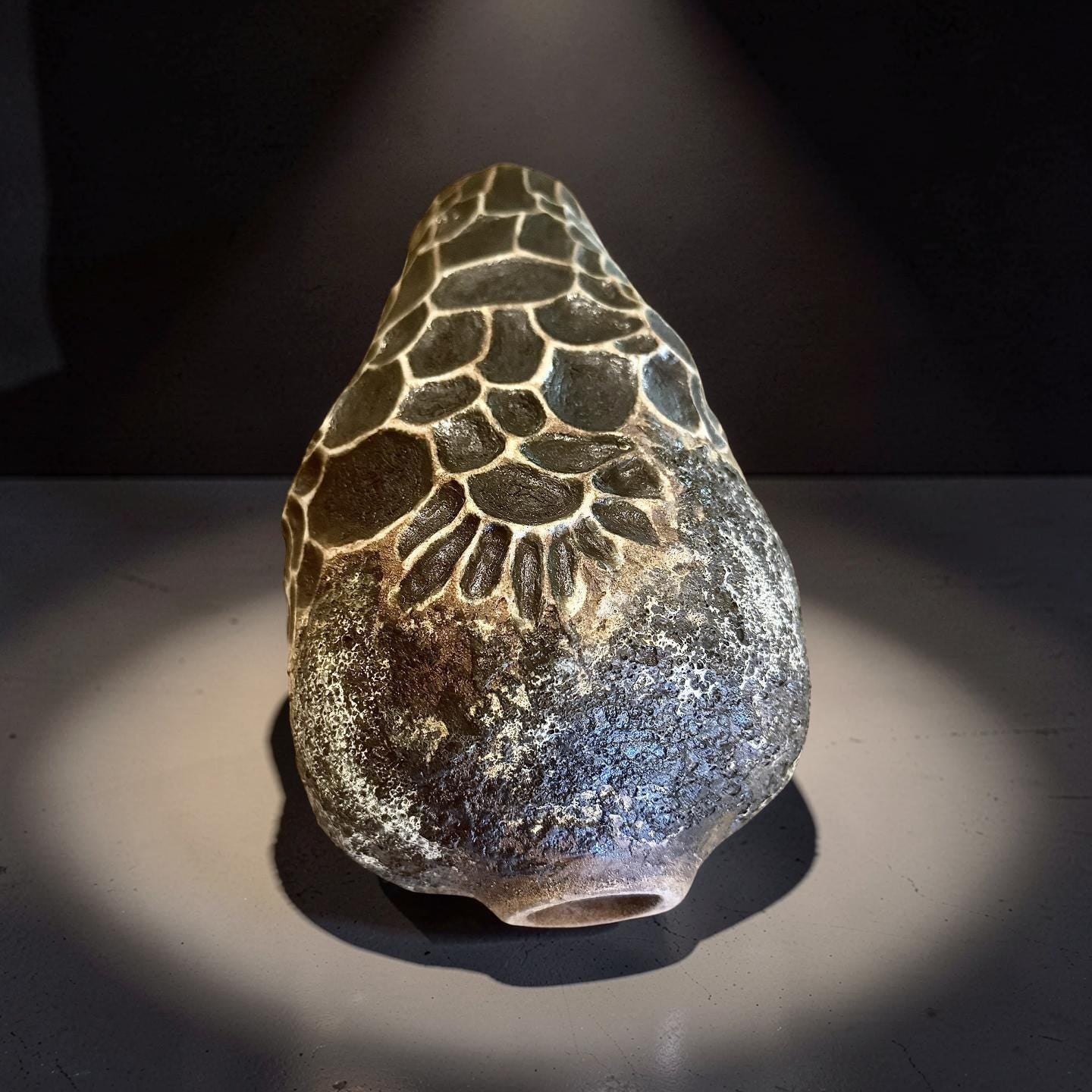 Hand-sculpted Stoneware Vase – Organic Textured Pottery, Woven Earth Collection
