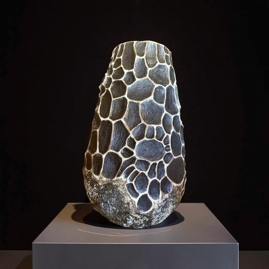 Hand-sculpted Stoneware Vase – Organic Textured Pottery, Woven Earth Collection