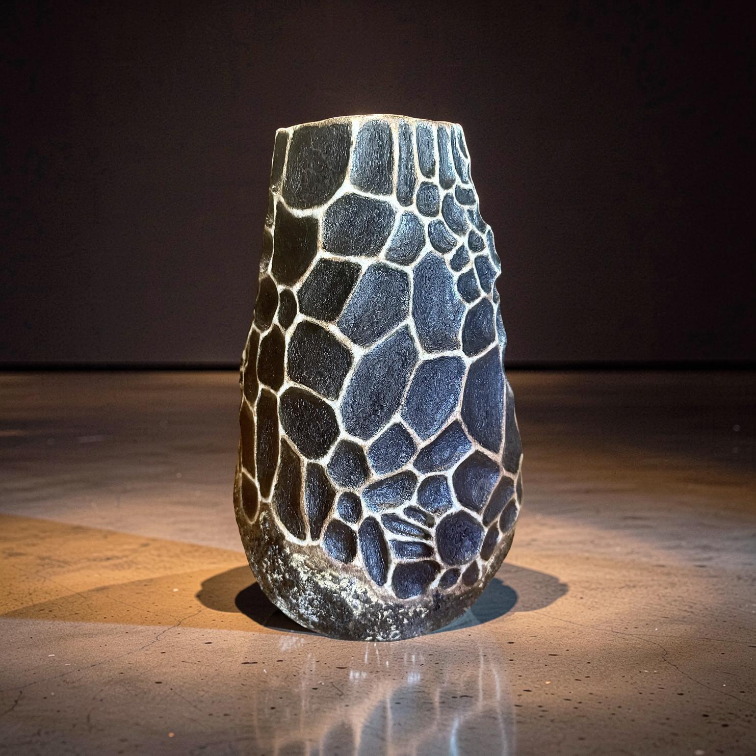 Hand-sculpted Stoneware Vase – Organic Textured Pottery, Woven Earth Collection