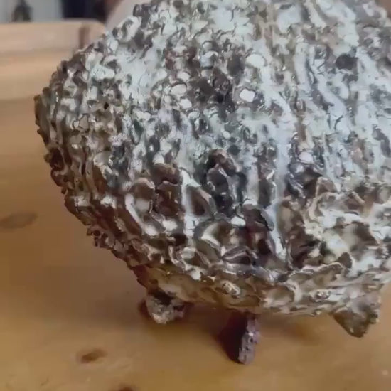 Created Ceramic Vessel with Volcanic Texture – Handbuilt Stoneware Artuilt Art Ceramic