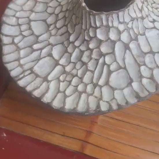 Sculptural Ceramic Vessel with Textured Top – Handcrafted Earth-Toned Art Piece