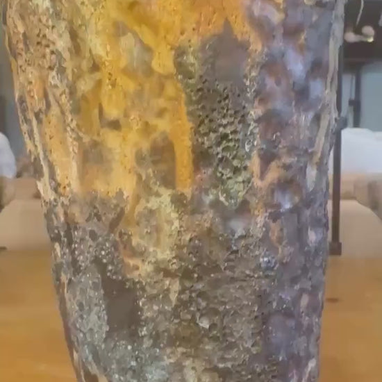Volcanic Textured Ceramic Vase | Hand-built Sculptural Vessel | Earth-fired Surface, Organic Form, One-of-a-Kind Art Object
