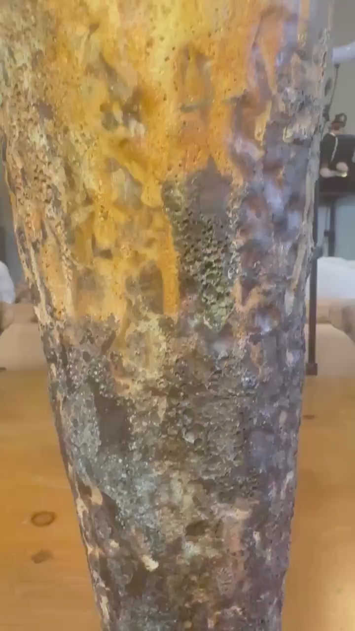 Volcanic Textured Ceramic Vase | Hand-built Sculptural Vessel | Earth-fired Surface, Organic Form, One-of-a-Kind Art Object