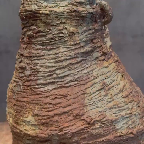 Handmade Ceramic Volcano Vase: Rustic Stone Art, Home Decor (8x14x12 inches)